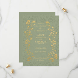 Vintage stijl Sage Groen Save The Date Kaart