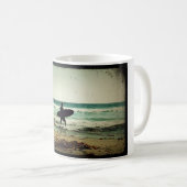 Vintage stijl surfer silhouet koffiemok (Voorkant rechts)