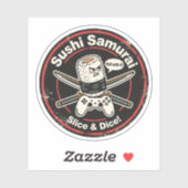 Vintage stijl sushirol met controller & Katanas Sticker (Vel)
