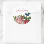 Vintage stijl vlinderroos dank je wel ronde sticker (Tas)