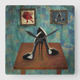 Vintage Stiletto die - Digitaal Art. schilderen Vierkante Klok