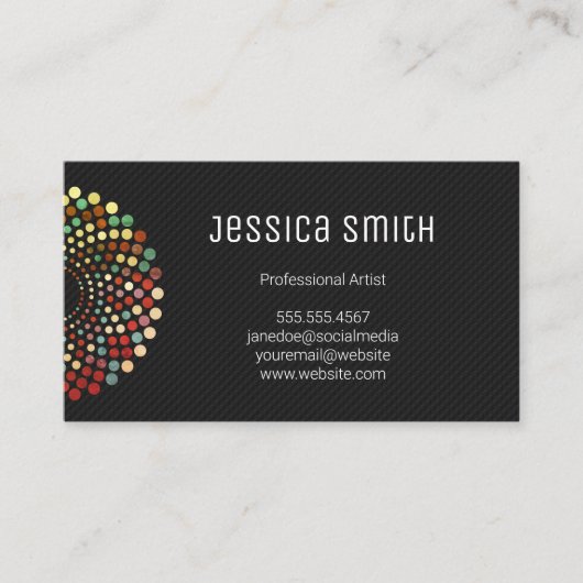 Vintage Stippenpatroon | Moderne Kunst | Monogram Visitekaartje (Voorkant)