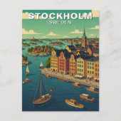 Vintage Stockholm Sweden Waterfront Travel Briefkaart (Voorkant)