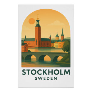 Vintage Stockholm Zweden Reizen – Scandinavisch Perfect Poster