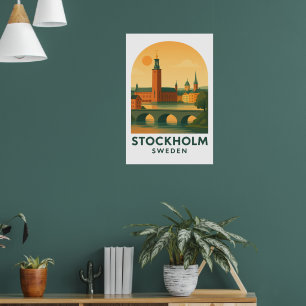 Vintage Stockholm Zweden Reizen – Scandinavisch Poster