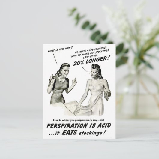 Vintage Stocking Pantyhose Adverteren Briefkaart (Staand voorkant)