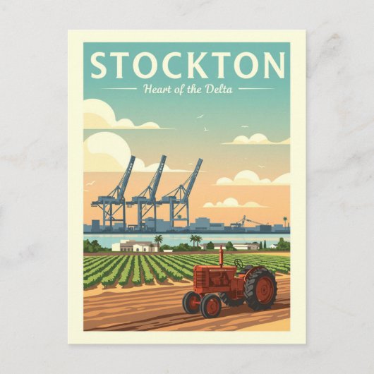Vintage Stockton California Briefkaart (Voorkant)