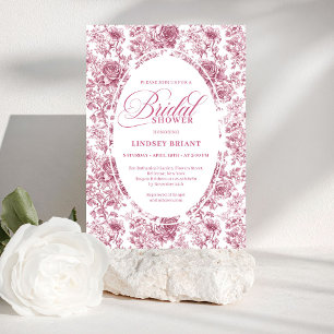 Vintage Stof Roze Franse Toile Bruidsfeest Kaart