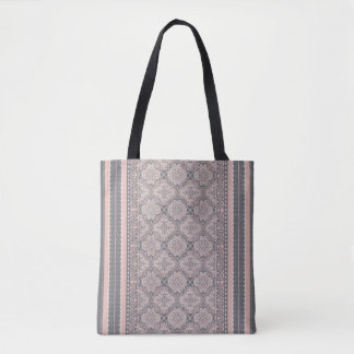 Vintage Stof Roze Grijs Kant Damast Moederdag Tote Bag