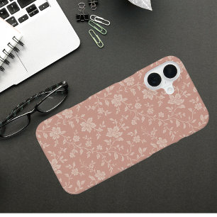 Vintage Stof Roze Roze Bloemen Elegant Romantisch iPhone 16 Plus Hoesje