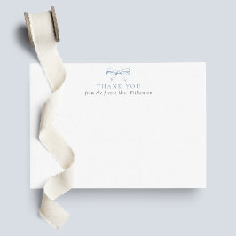 Vintage Stofblauwe Strik Toekomstige Mevrouw Bruid Bedankkaart