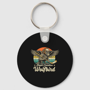 Vintage stom canadese wolf vogel grappige duiker m sleutelhanger