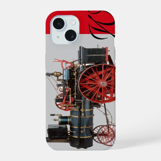 VINTAGE STOOMLOCOMOTIEF MONOGRAM iPhone 15 CASE (Achterkant)