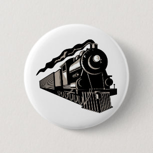 vintage stoomlocomotief ronde button 5,7 cm