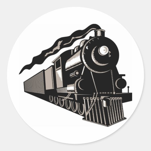vintage stoomlocomotief ronde sticker (Voorkant)