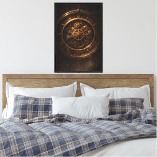 Vintage Stoomtech Horloge Canvas Afdruk
