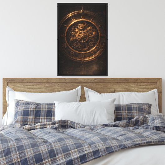 Vintage Stoomtech Horloge Canvas Afdruk (Insitu (Slaapkamer))