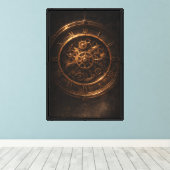 Vintage Stoomtech Horloge Canvas Afdruk (Insitu (Houten vloer))