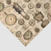 Vintage Stoomtech Klokwerk Perkament Bruin Tissuepapier (Detail)