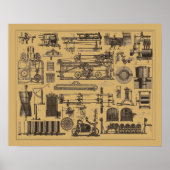 Vintage Stoomtech Machine Poster (Voorkant)