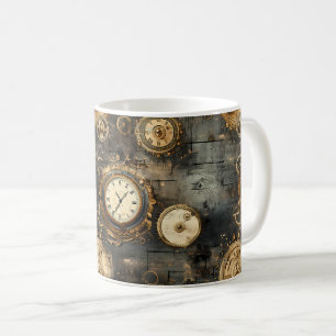 Vintage Stoomtech Tandwielen Brons Zwart Koffiemok