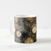 Vintage Stoomtech Tandwielen Brons Zwart Koffiemok (Voorkant links)