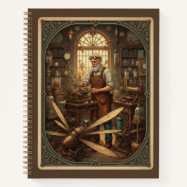 Vintage Stoomtechno Inventor & Klokwerk Werkplaats Notitieboek