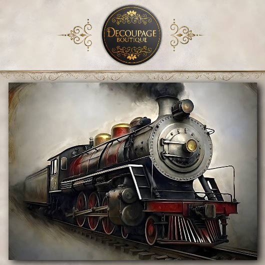 Vintage Stoomtrein Decoupage Tissuepapier