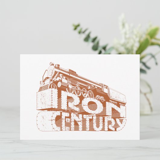 Vintage Stoomtrein Typografie IJzeren Eeuw Kaart
