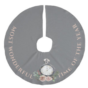 Vintage stopwatch, meest wonderlijke tijd van het imitatie linnen kerstboom kleed