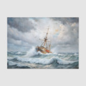 Vintage Stormachtige Zee Schip Decoupage Tissuepapier (Voorkant)
