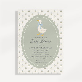 Vintage Storybook Goose Baby Shower Invitation Kaart