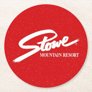 Vintage Stowe, VT buiten winterpaden skislope  Ronde Kartonnen Onderzetter