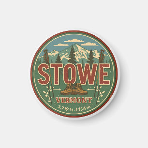 Vintage Stowe, VT buitenwinter trails skihellingen Magneet