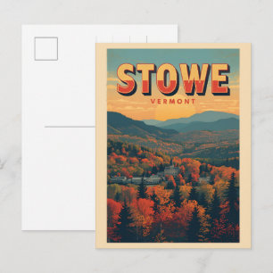 Vintage Stowe, VT buitenwinterpaden skislope Briefkaart