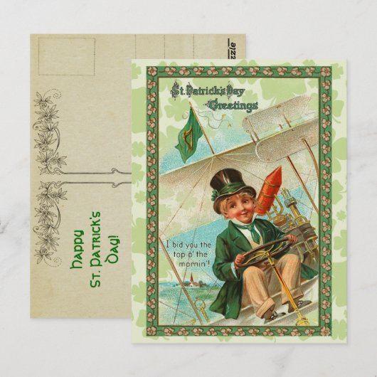 Vintage Str. Patrick's Day Groetings Briefkaart (Voorkant / Achterkant)