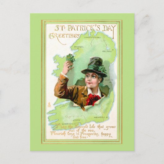 Vintage Str. Patrick's Day Groetings Briefkaart (Voorkant)