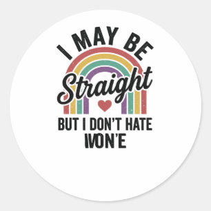 Vintage Straight But Kind Regenboog Pride T-shirt_ Ronde Sticker