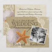 Vintage strand- en kant trouwjubileum kaart (Voorkant / Achterkant)