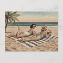 Vintage Strand Pin-up Kunstprint | Retro Bikini Me