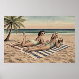 Vintage Strand Pin-up Kunstprint | Retro Bikini Me Poster