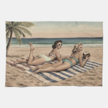 Vintage Strand Pin-up Kunstprint | Retro Bikini Me