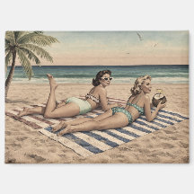 Vintage strand pin-up kunstprint | Retro bikinimei