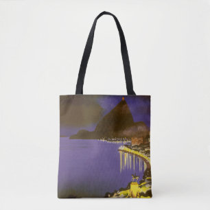 Vintage strand 's nachts in Rio De Janeiro, Brazil Tote Bag