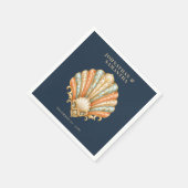 Vintage strand schelp kust bruiloft servet (Hoek)