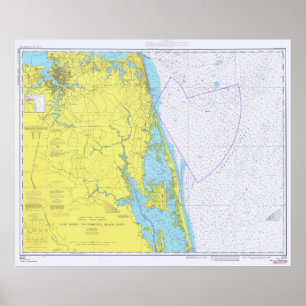 Vintage Strand VA aan de BuitenKaart van Banken NC Poster