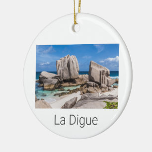 Vintage strand van de Seychellen La Digue Anse Mar Keramisch Ornament