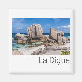 Vintage strand van de Seychellen La Digue Anse Mar Magneet