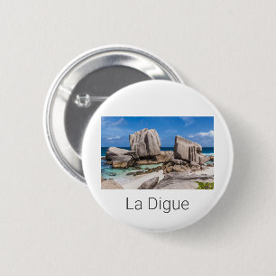 Vintage strand van de Seychellen La Digue Anse Mar Ronde Button 5,7 Cm