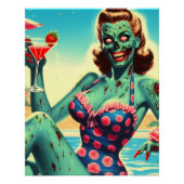 Vintage Strand Zombie Pin-up Perfect Poster (Voorkant)